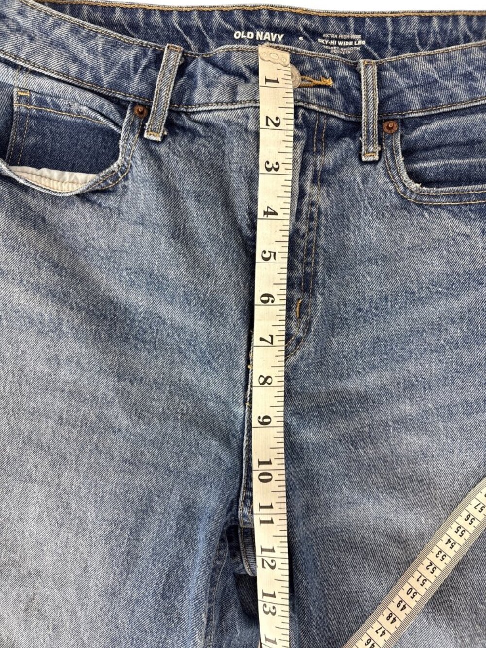 Old Navy Extra High-Rise Sky-Hi Wide Leg Baggy Jeans Medium Wash Denim Size 6 - Picture 13 of 16
